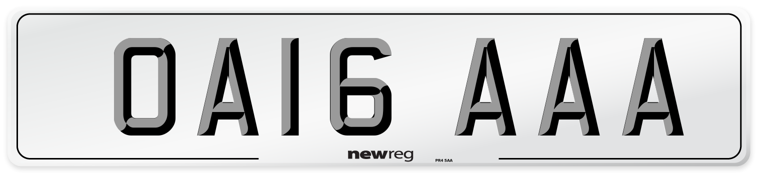 OA16 AAA Number Plate from New Reg